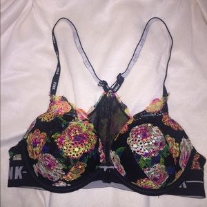 PINK floral pushup racerback